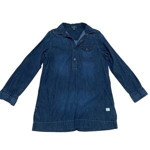 LRL Ralph Lauren Jeans Co Denim Dark wash Tunic Dress Shirt Long Sleeve Womens M